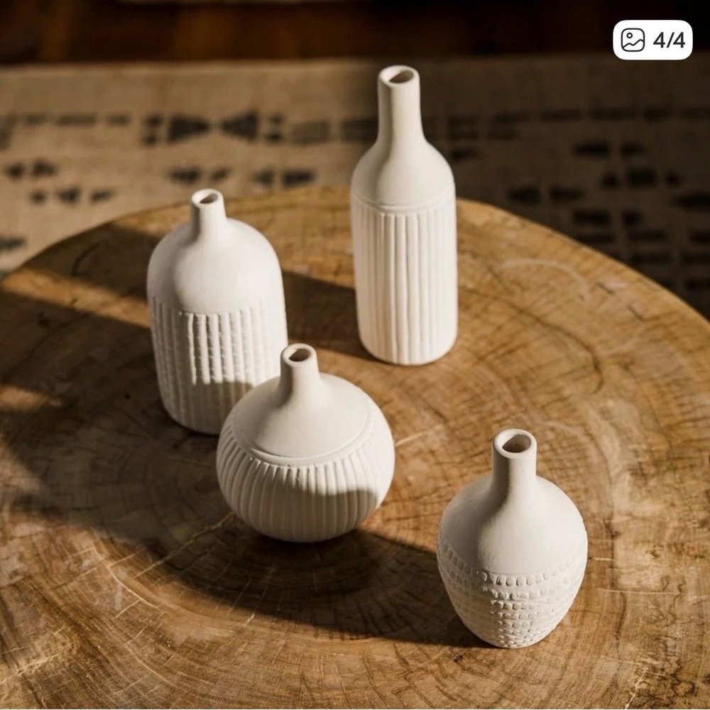 White Ceramic Textured Bud Vase - Home Accents